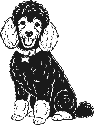 Cute Poodle Dog Free SVG File – fluffy dog clipart image