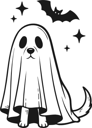 Spooky Ghost Dog Free SVG File for Members – Halloween Puppy ghost clipart