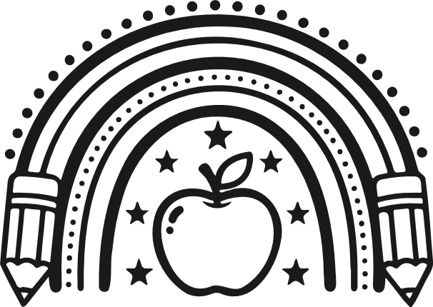 Pencil Rainbow and apple Free SVG File – Teacher Appreciation rainbow clipart