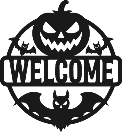 Halloween Welcome Sign Free SVG File for Members – Spooky Pumpkin, Door sign