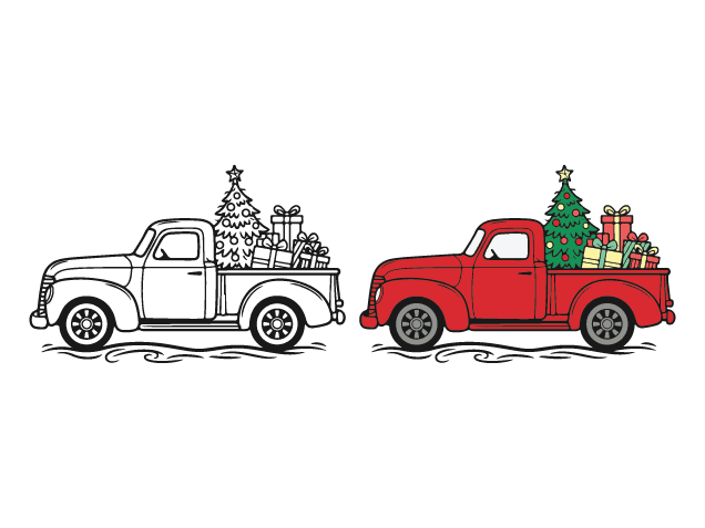 Car Loaded with Gifts and Christmas tree Free SVG File for Members – Christmas car clipart