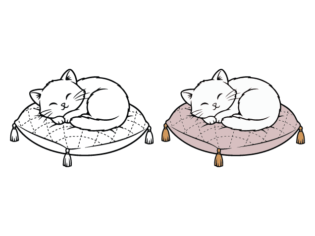 Cute kitty sleeping on a pillow Free SVG File for Members – Cat Clipart image