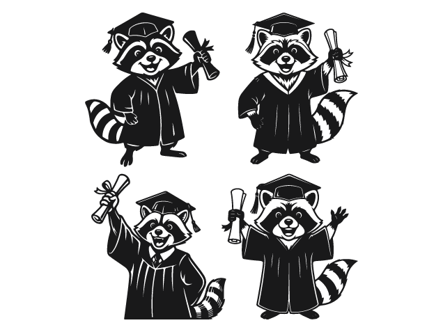 Cute Graduate Raccoon Holding Diploma Up Free SVG File Bundle for Members – Graduation clipart