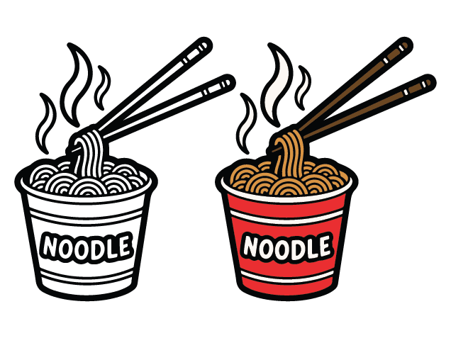 Steaming Instant Noodle Cup with Chopsticks Free SVG File for Members – restaurant wall sticker