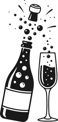 Champagne bottle popping and glass Free SVG File – Champagne clipart