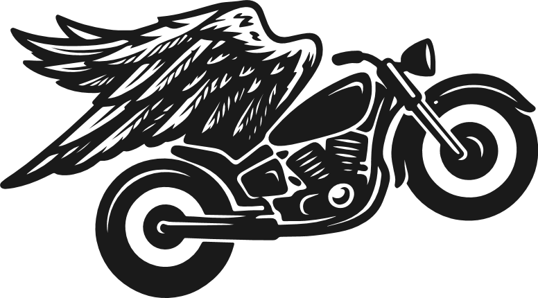 Motorcycle with Wings silhouette Free SVG File – winged bike clipart