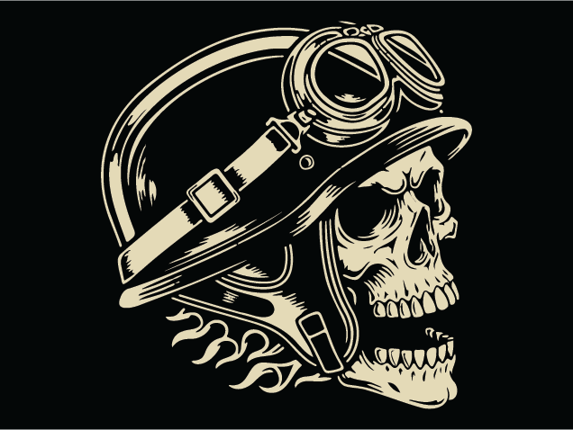 Biker Skull With Helmet and goggles Free SVG File for Members – Motorcycle Rider Skull clipart