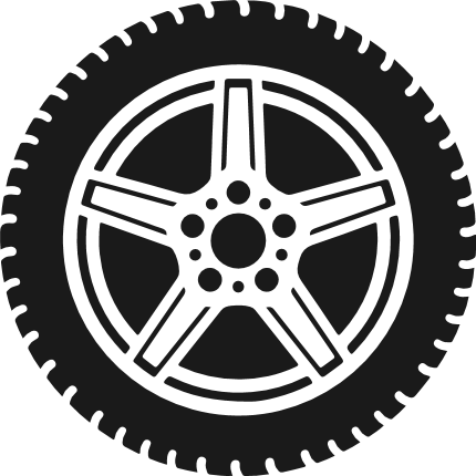 Car Wheel silhouette Free SVG File – Off-Road Rim Clipart image