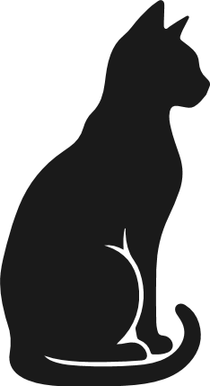 Cat Sitting silhouette Free SVG File – Black Cat side pose clipart