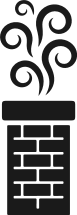 Brick chimney with stylized smoke curls Free SVG File – Chimney clipart