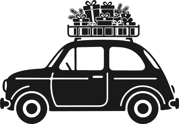 Vintage Car Loaded with Gifts silhouette Free SVG File for Members – Christmas car clipart