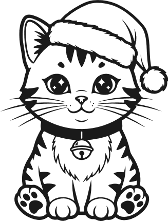 Adorable kitty wearing a santa hat Free SVG File – Christmas cat clipart image