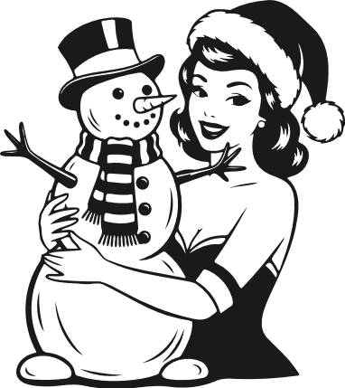 Santa Hat Woman and Snowman Free SVG File for Members – Christmas Girl clipart