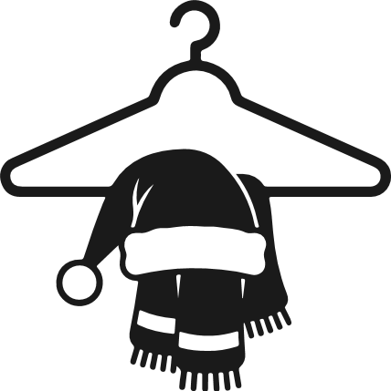 Santa Hat and Scarf on Hanger Free SVG File – Cozy Winter Clothing Clipart