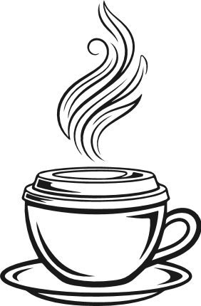 Steaming Coffee Cup Free SVG File – Cafe decor, coffee clipart image