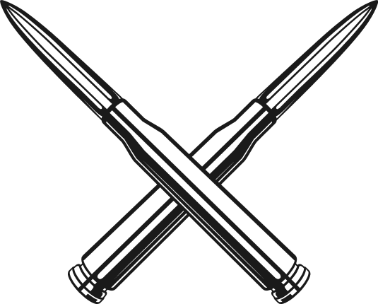 Crossed Bullets Free SVG File for Members – Military Ammunition, Rifle Bullet clipart