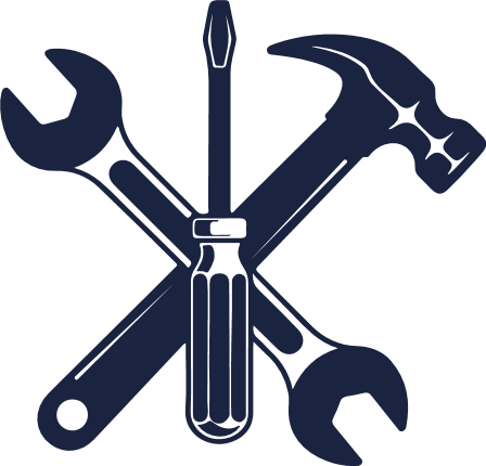 Crossed Hammer, Wrench and Screwdriver silhouette Free SVG File for Members – mechanic tools clipart