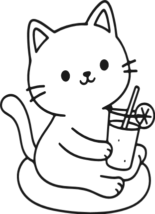 Cute Cat Holding a Drink Free SVG File – summer kitty clipart