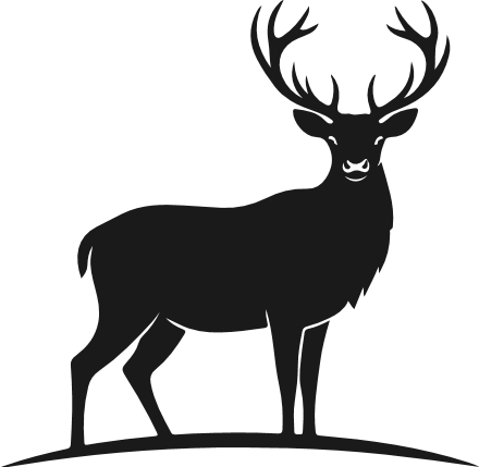 Standing deer silhouette Free SVG File - wild animal reindeer clipart
