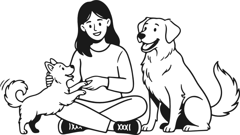 Girl playing with dogs Free SVG File – woman with dogs clipart