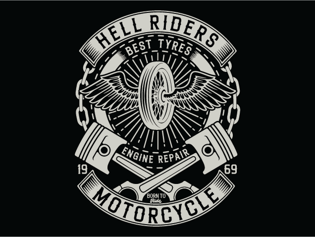 Hell Riders Best Tyres Free SVG File for Members – Customized Motorcycle Garage logo design