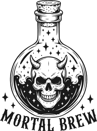Mortal Brew, Devil Skull in Potion Bottle Free SVG File – Halloween sayings
