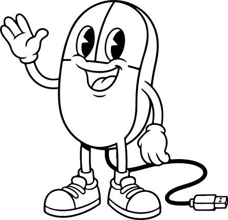 Smiling Cartoon Computer Mouse character Free SVG File – Mouse Mascot clipart