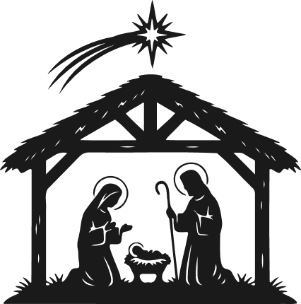 Jesus Nativity Scene Free SVG File for Members – Christmas Nativity clipart