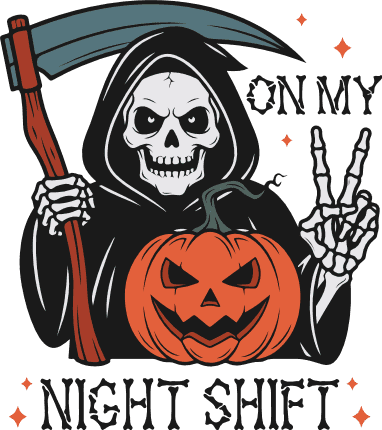On My Night Shift Free SVG File for Members – Funny Halloween tshirt design