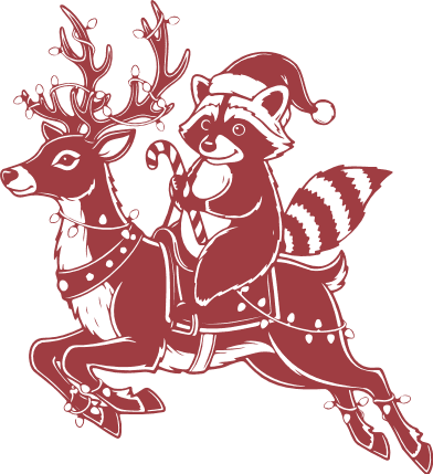 Santa Hat Raccoon Riding a Reindeer Free SVG File for Members – Christmas clipart