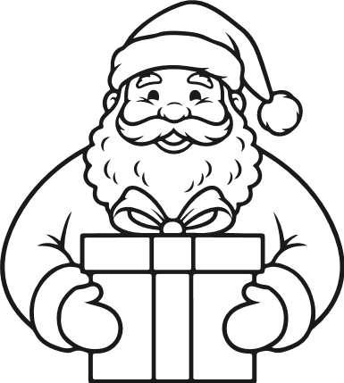 Santa holding a gift box Free SVG File – Christmas Decor, Santa Claus clipart