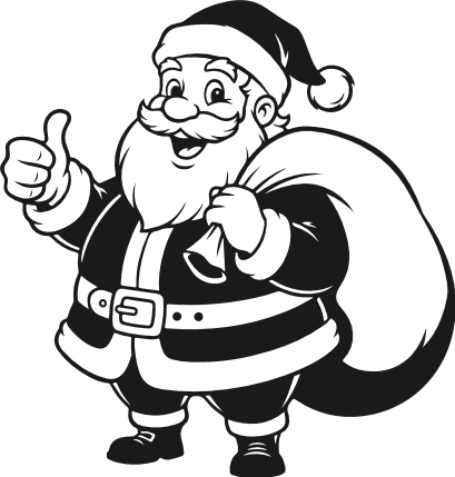Santa thumbs up sign, carrying a sack Free SVG File for Members – Santa Carrying Presents clipart
