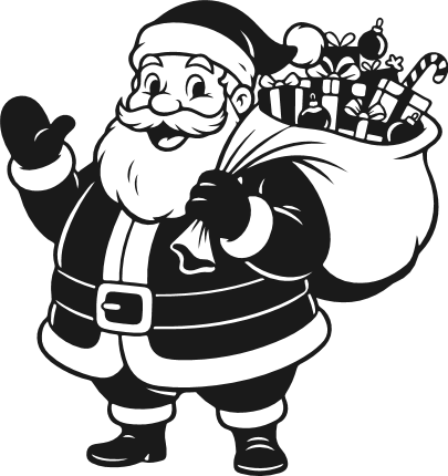 Jolly Santa Claus Carrying Christmas gift sack Free SVG File for Members – Santa clipart