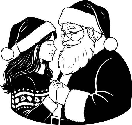 Santa Claus and a girl holding hands Free SVG File – Christmas clipart image