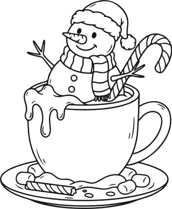 Santa Hat Snowman in Hot Cocoa mug Free SVG File for Members – Cozy Winter clipart