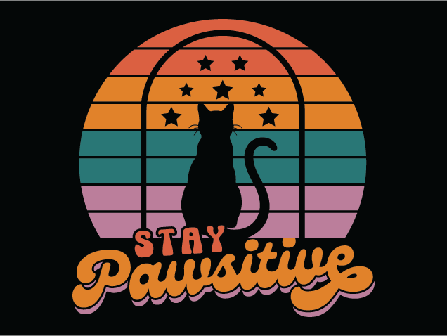 Stay Pawsitive Free SVG File for Members – funny tote bag design with cat